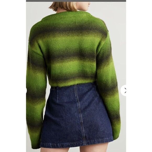 Re/Done Cropped Striped Knit Sweater Ombre Space Dye Wool Alpaca Sz S $395 NWT - Picture 4 of 10